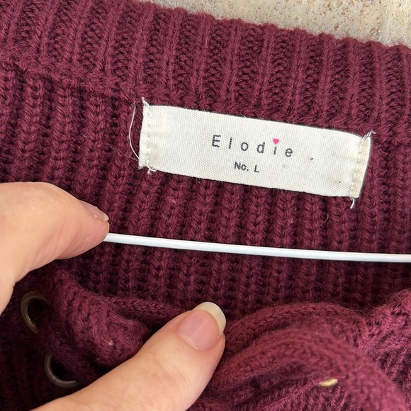 Ann Taylor Burgundy Lace-Up Knit Sweater - Picture 7 of 10
